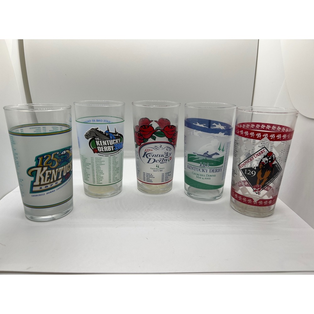 Kentucky Derby Mint Julep Glasses Set 1999-2003 125th-129th Churchill Downs 5pc